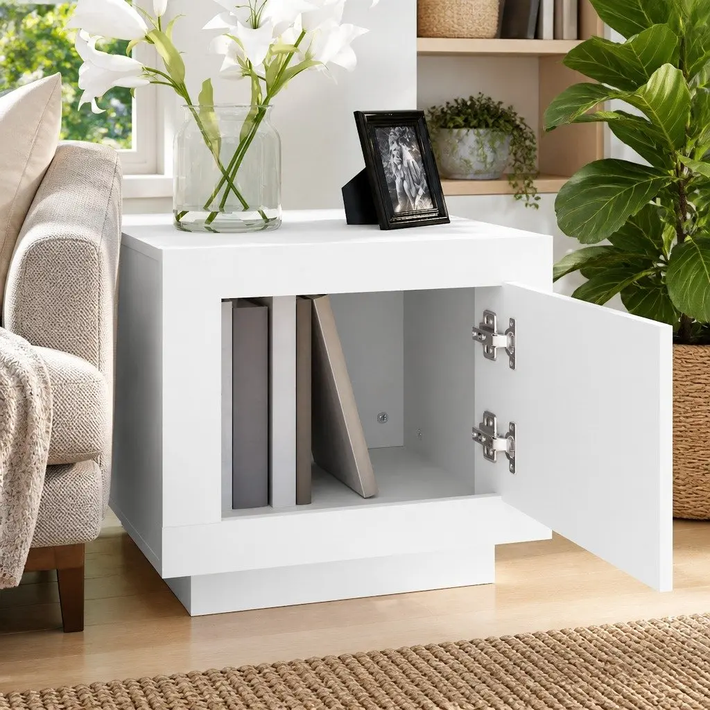 Coffee Table White Storage Cabinet 51W x 50D x 45H cm