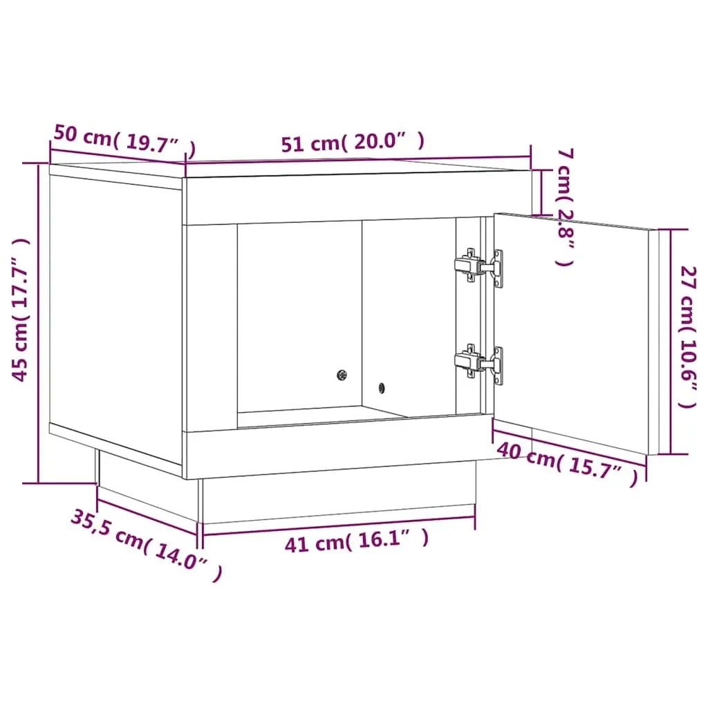 Coffee Table Grey 51x50x45 cm Storage Door Accent Home Furniture Couch Side