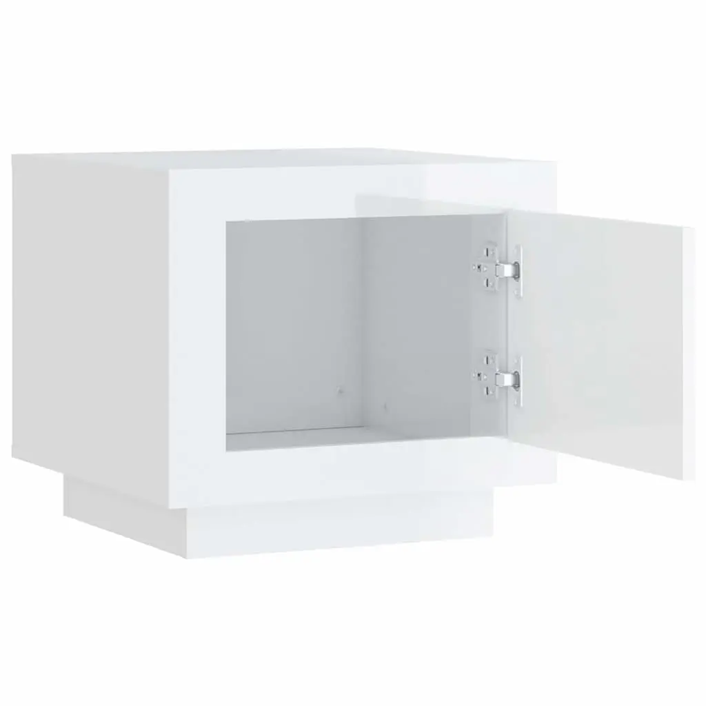 Coffee Table High Gloss White Storage with Door Accent Furniture Living Room