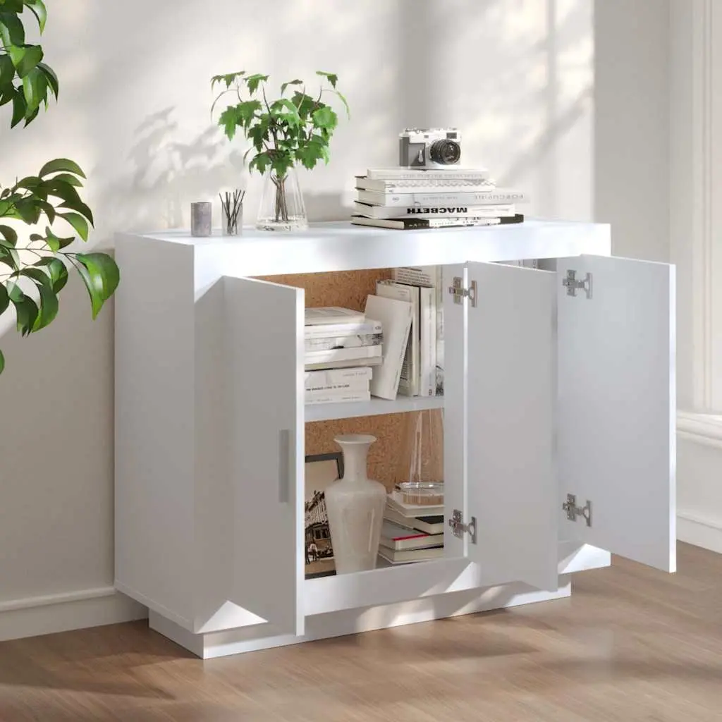 Sideboard White Storage Cabinet with Doors and Shelves 92 x 35 x 75 cm