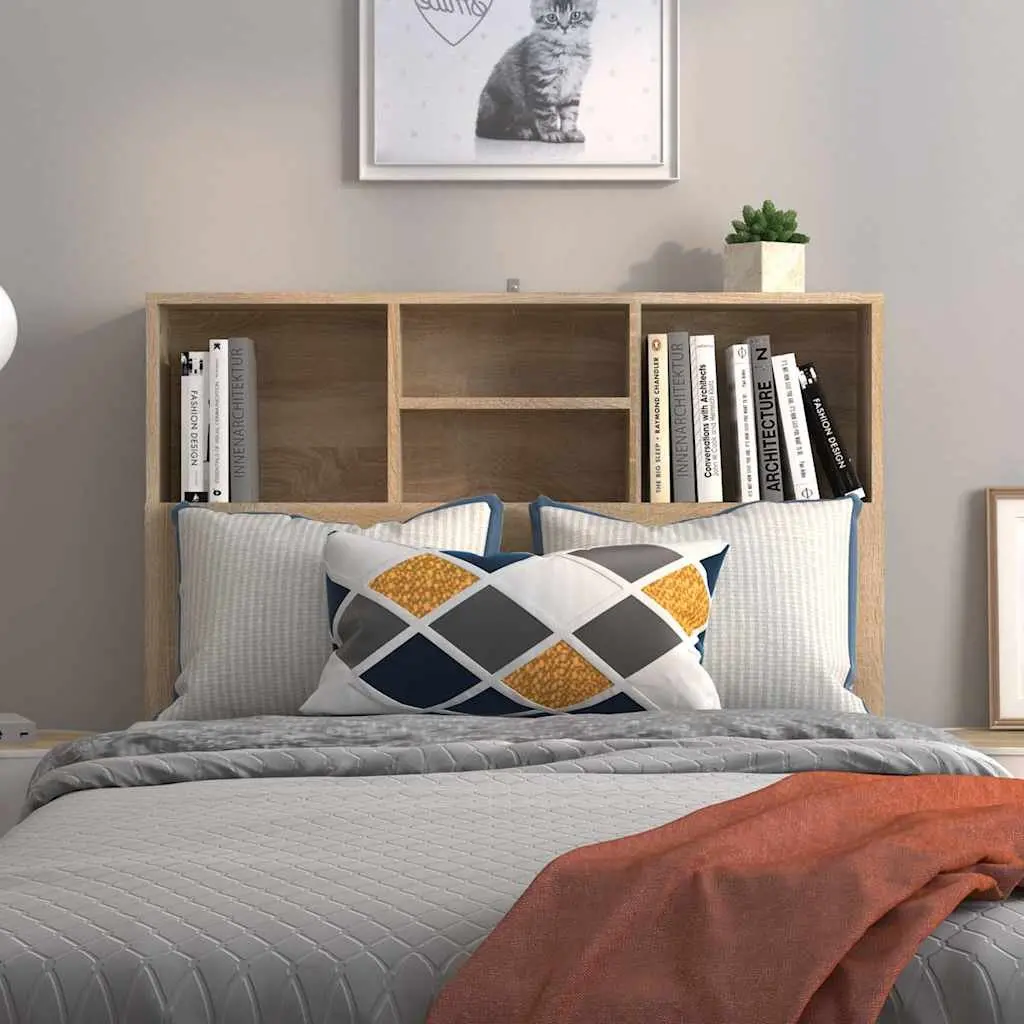 Headboard Cabinet Brown 100cm Engineered Wood Storage Furniture Wall Mount