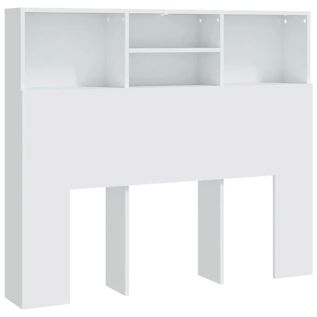 Wall Mounted Storage Cabinet White 120cm Headboard with Multiple Compartments for Bedroom Organization