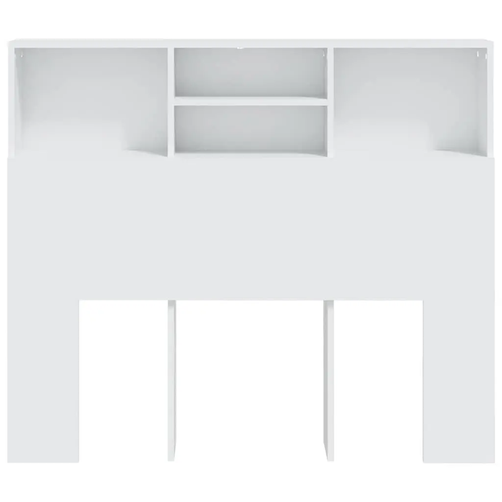 Wall Mounted Storage Cabinet White 120cm Headboard with Multiple Compartments for Bedroom Organization
