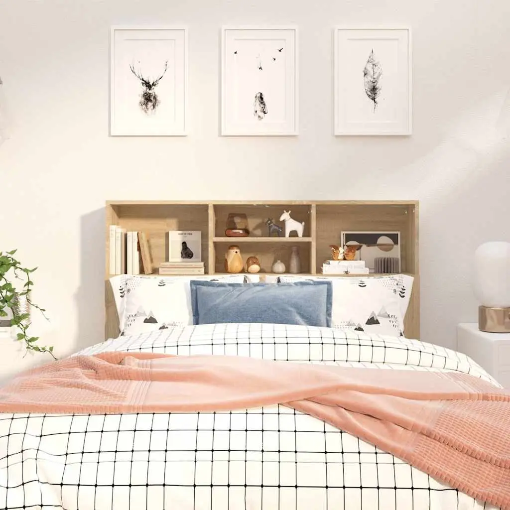 Headboard Cabinet Wall-Mounted 120cm Bedroom Storage Bookcase with Compartments