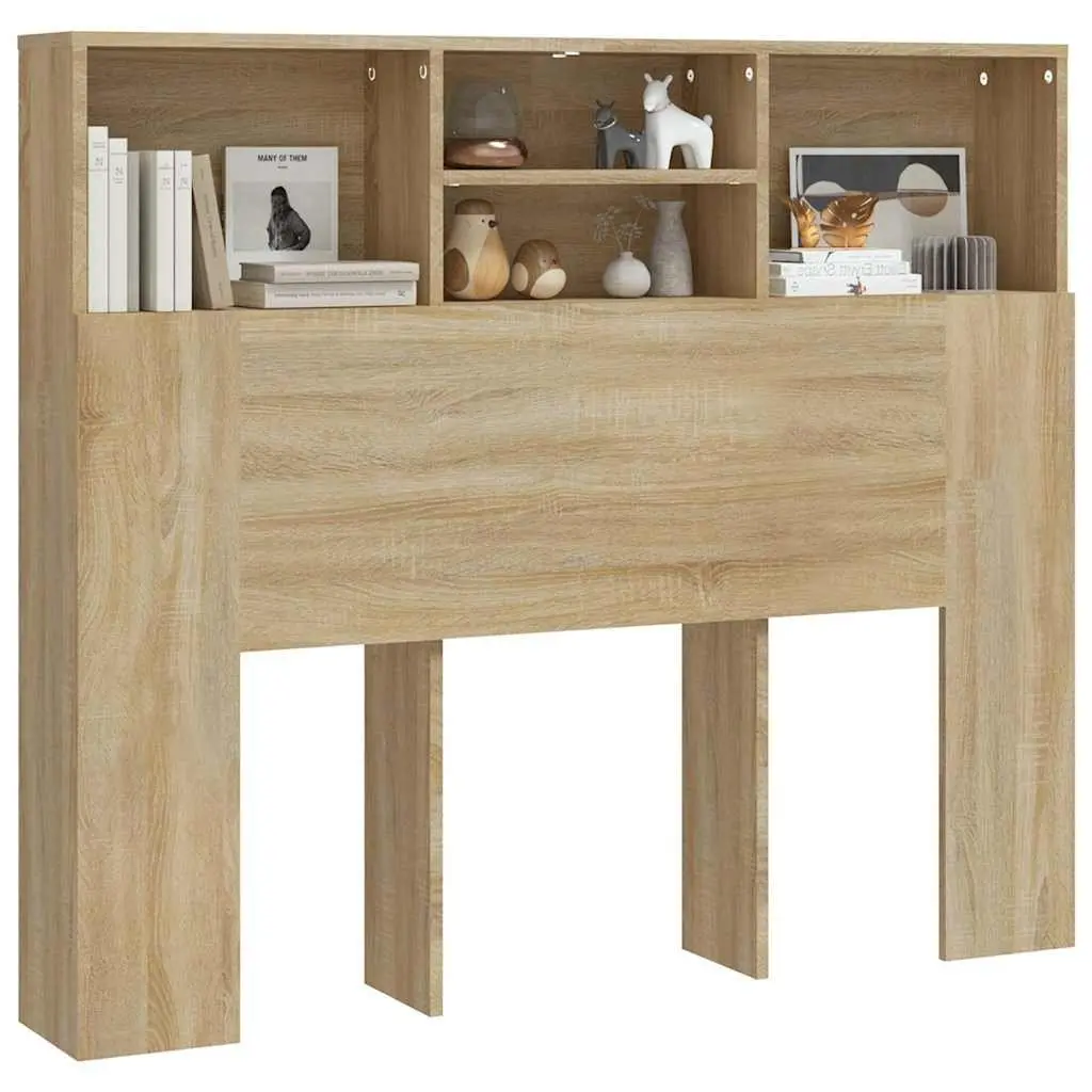 Headboard Cabinet Wall-Mounted 120cm Bedroom Storage Bookcase with Compartments