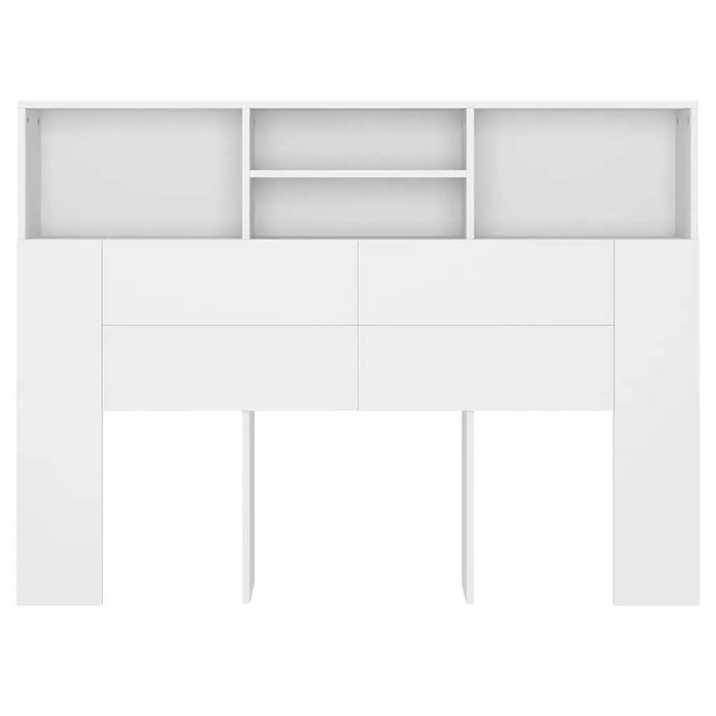 Headboard Cabinet White Wall-Mounted Bedroom Storage Bookcase with Compartments 140 x 19 x 103.5 cm