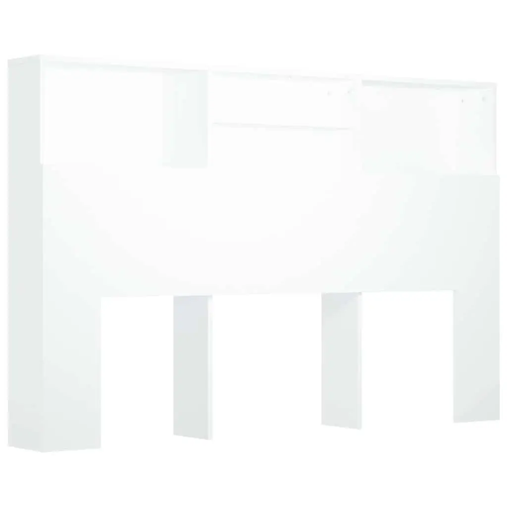 Headboard Cabinet White 160cm Wall-Mount Bedroom Storage Bookcase with