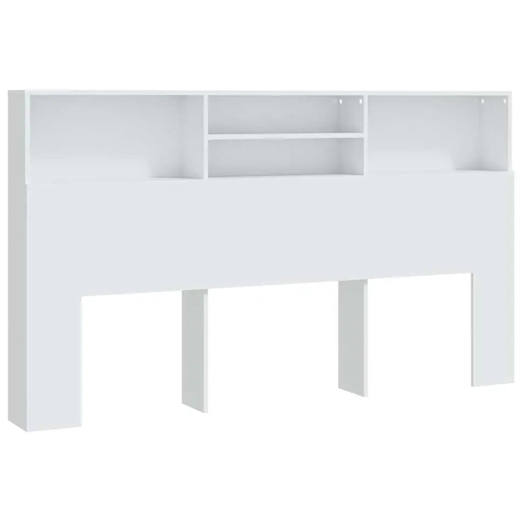 Headboard Cabinet White 180cm Bedroom Wall Storage Bookcase with Compartments