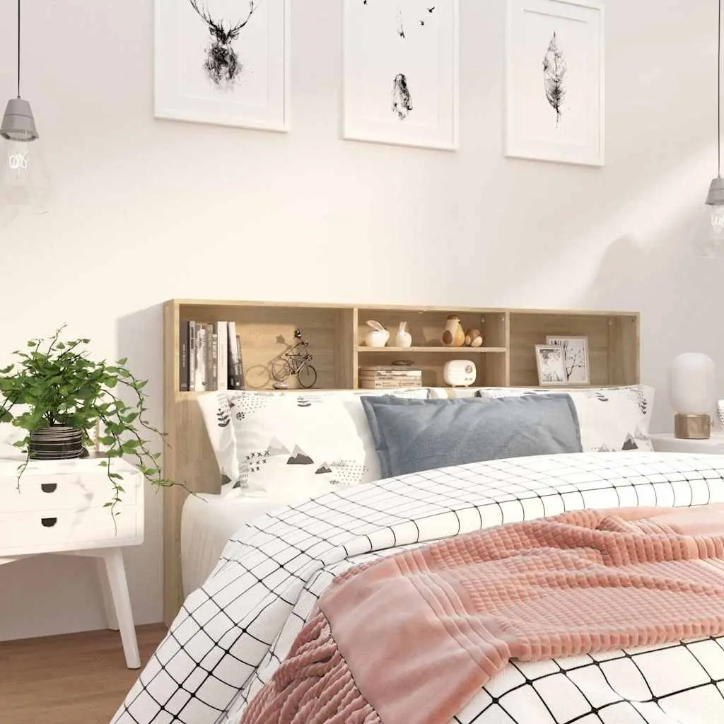 Headboard Cabinet Brown 180cm Bedroom Storage Nightstand Furniture
