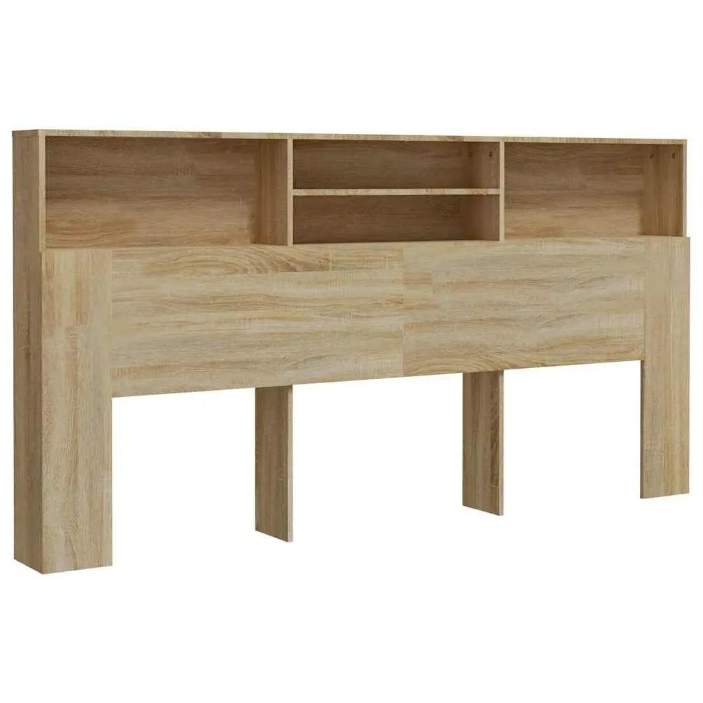 Headboard Cabinet Integrated Storage 200cm Brown Sonoma Oak