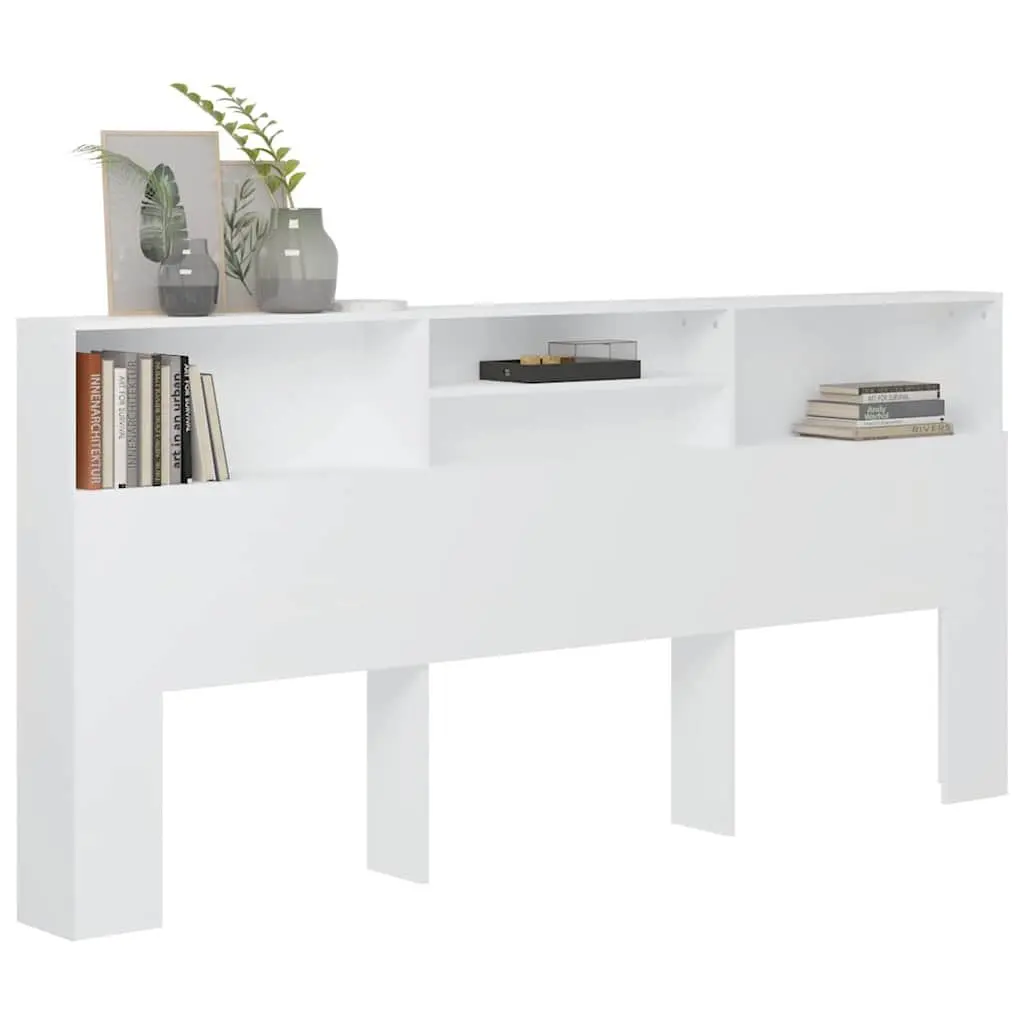 Headboard Cabinet White Wall Mounted Storage 220 cm