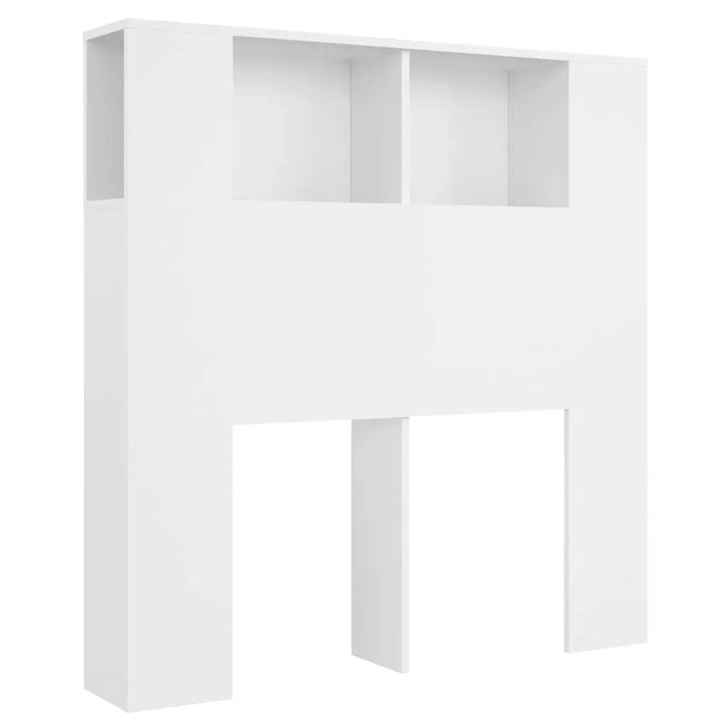 Headboard Cabinet White Wall-Mounted with Storage Compartments 100 x 18.5 x 102.5 cm