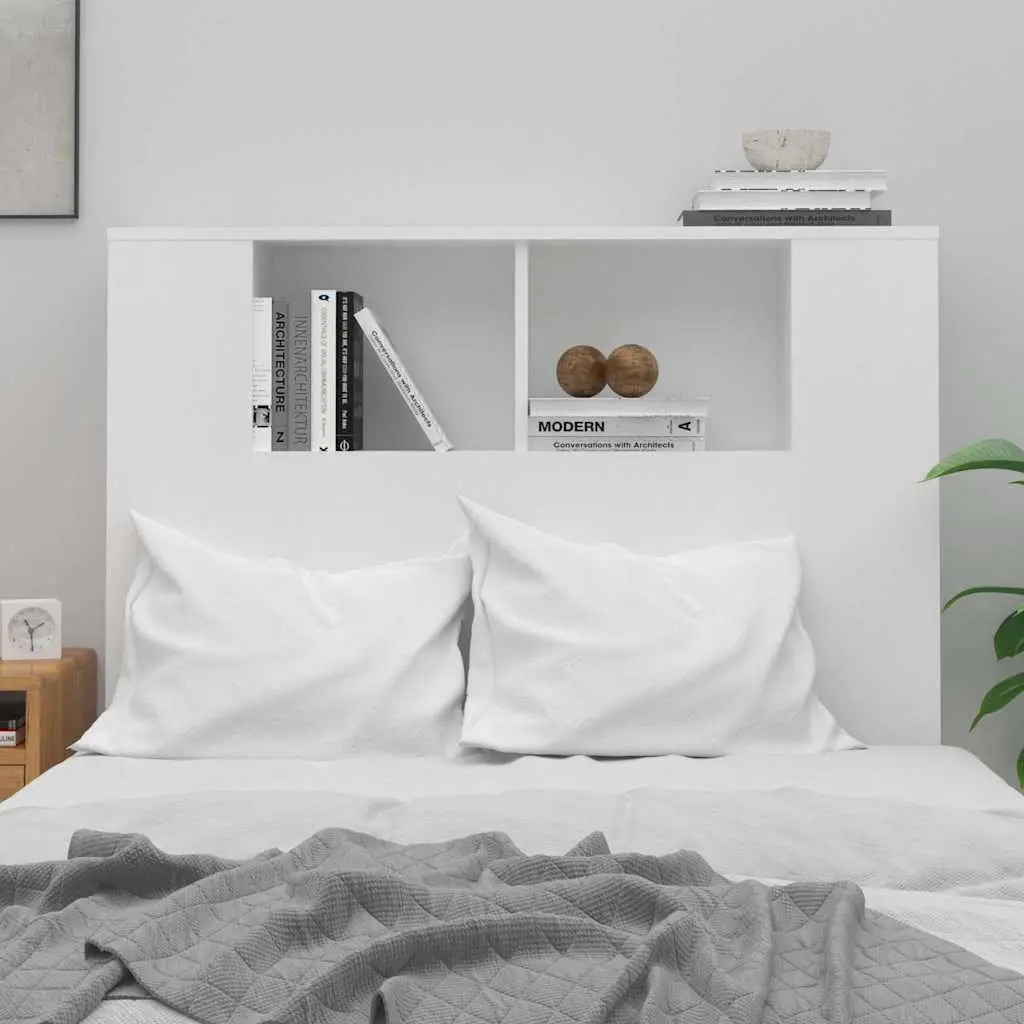 Headboard Cabinet White Wall-Mounted with Storage Compartments 100 x 18.5 x 102.5 cm