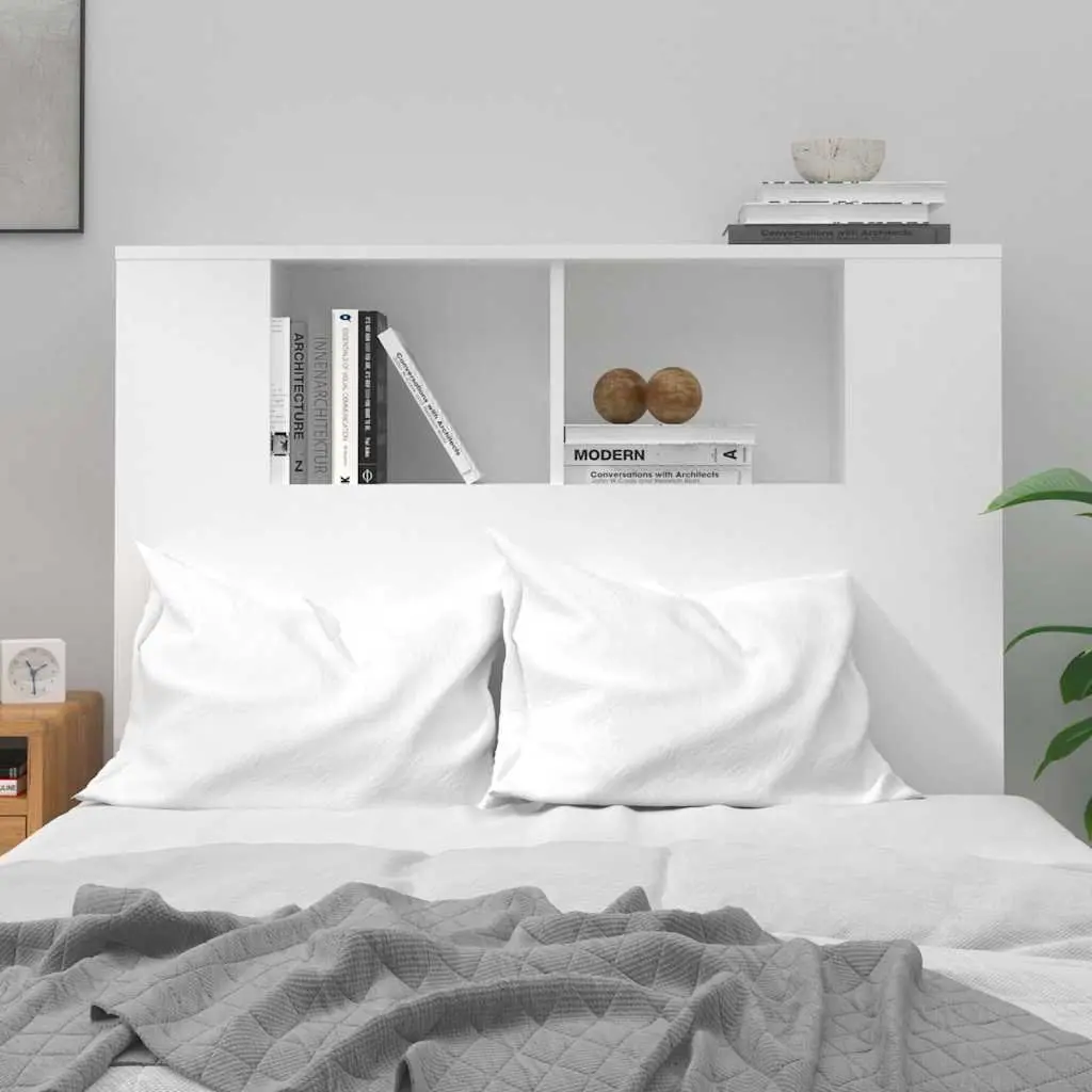 Headboard Cabinet White High Gloss Wall-Mounted Storage Bedroom Furniture 100cm