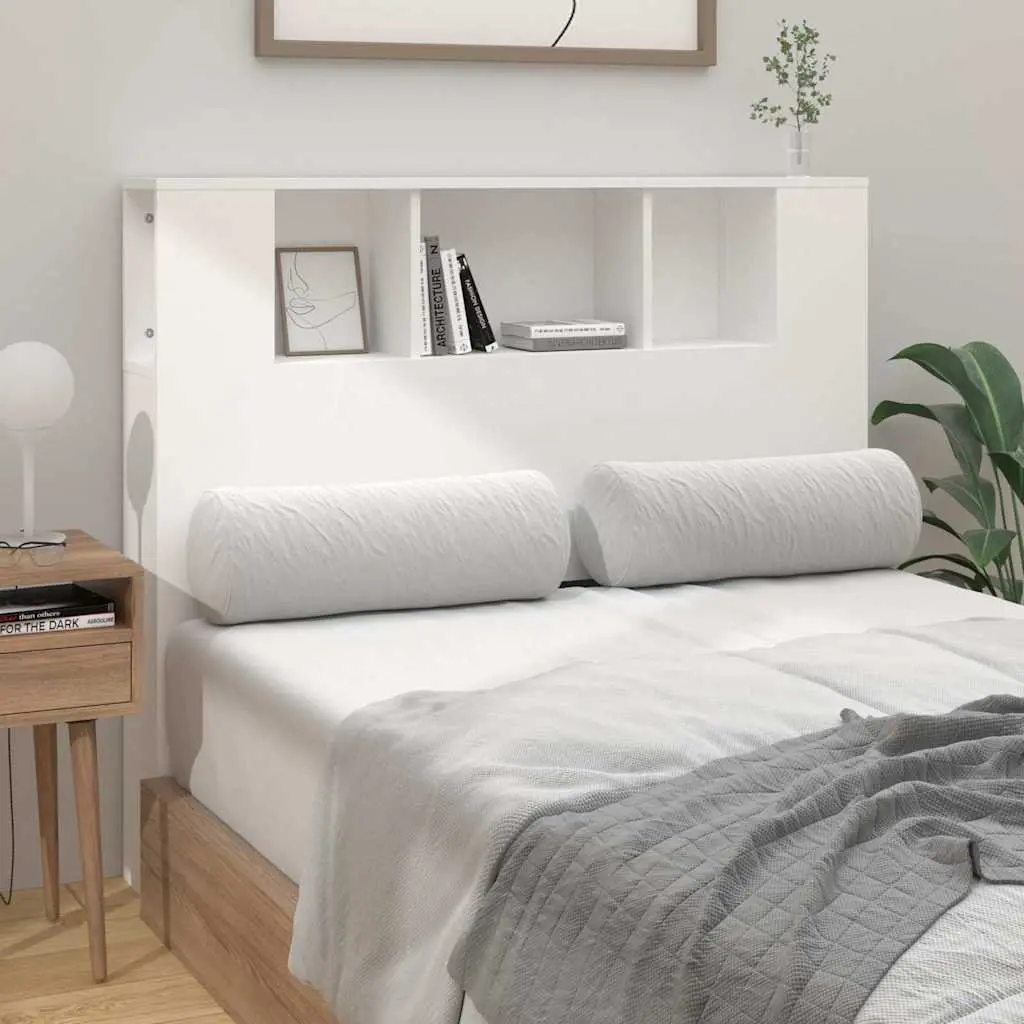 Headboard Cabinet Wall Mount White 120cm Five Compartments