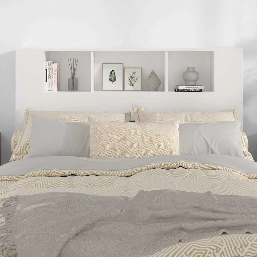 Headboard Cabinet White Wall Mount 140cm Bedroom Storage Bookcase Organiser