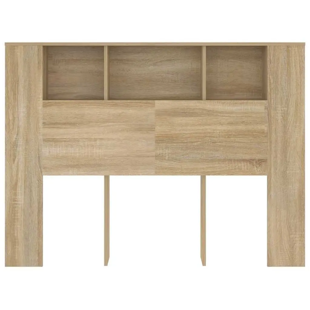 Headboard Cabinet Wall-Mounted Bedroom Storage Bookcase 140cm Brown Oak