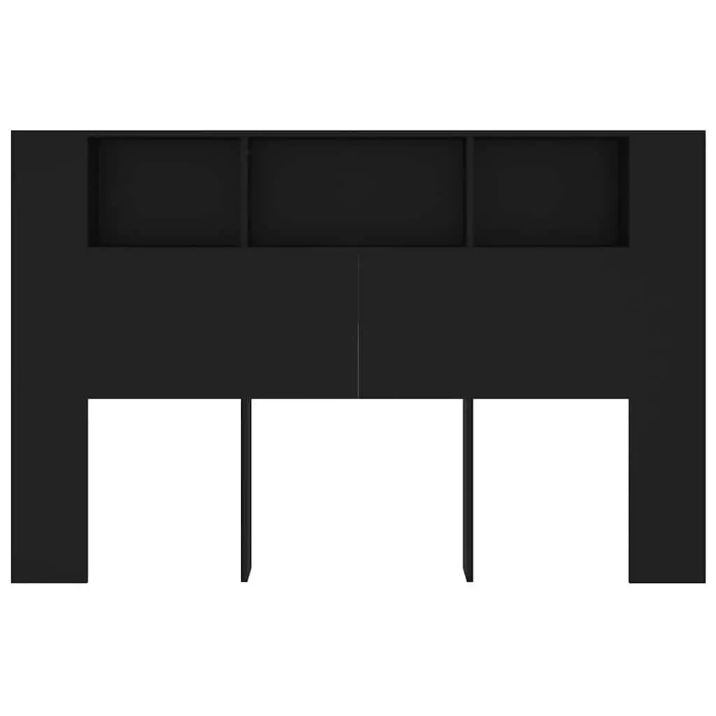 Headboard Cabinet Black Wall-Mounted 160cm Bedroom Storage Bookcase