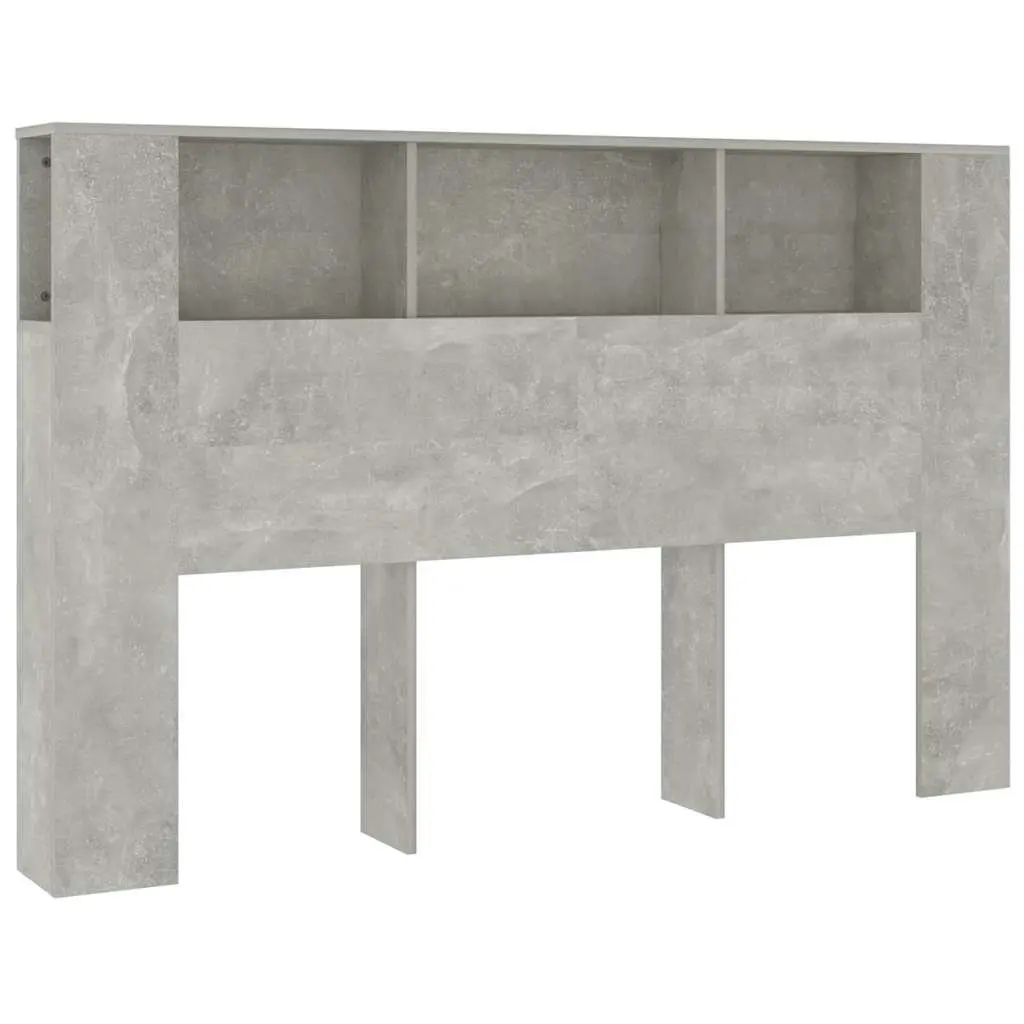 Wall-Mounted Headboard Cabinet Grey Storage Organiser 160cm with Compartments