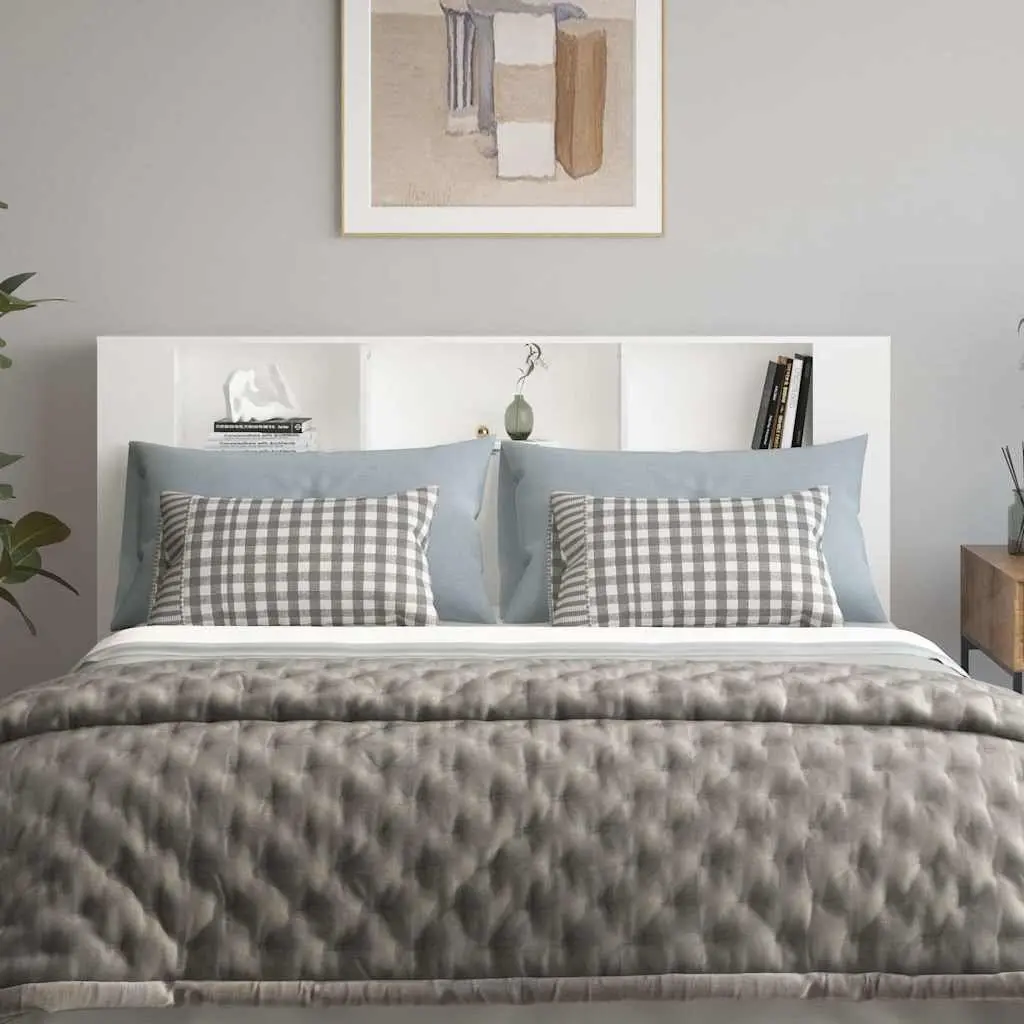 Headboard Cabinet White Wall-Mounted 180cm
