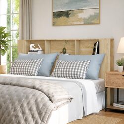 Headboard Cabinet with Storage Compartments Brown Wall-Mounted Bedroom