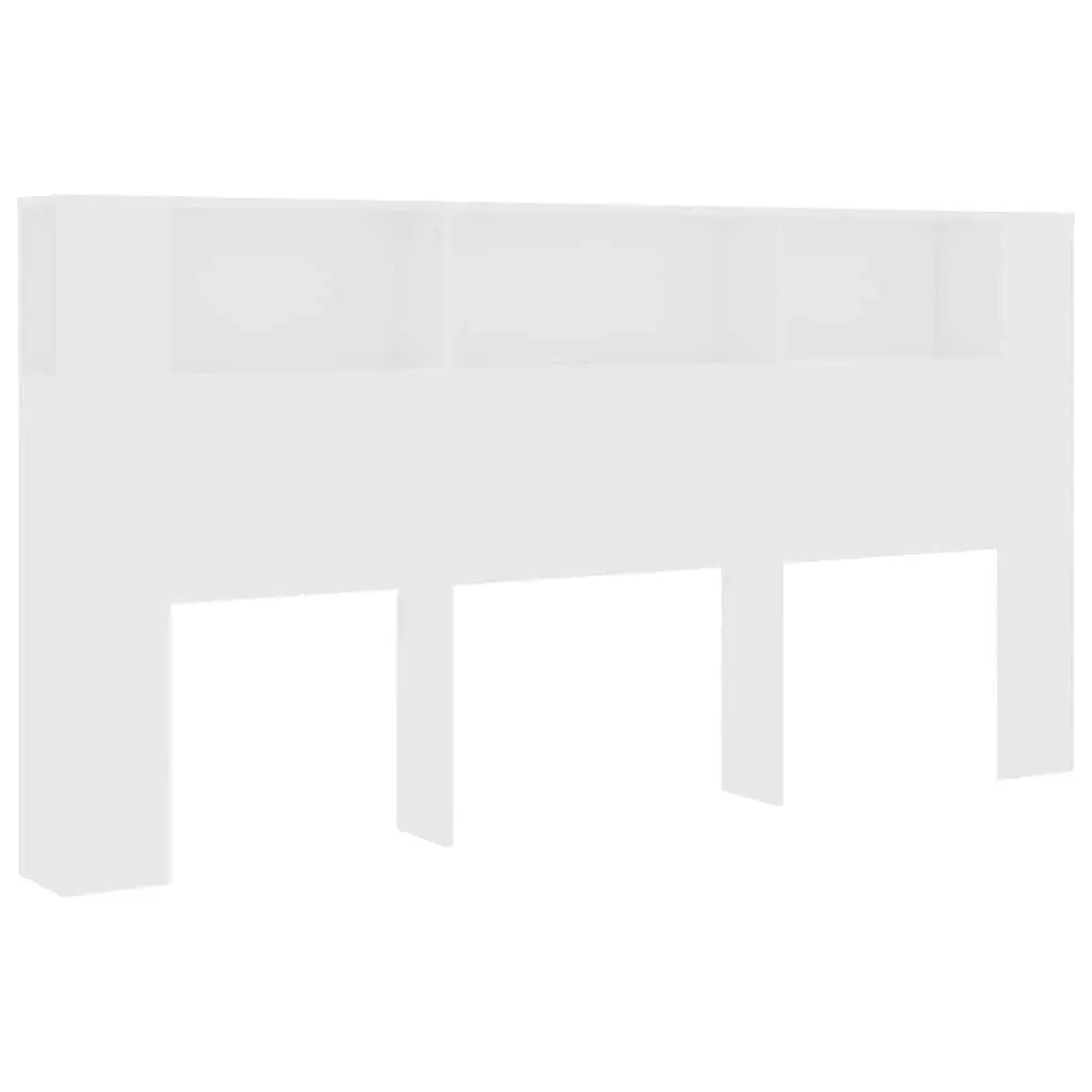 Headboard Cabinet White 200cm Wall Storage Organiser Bedroom Furniture Unit