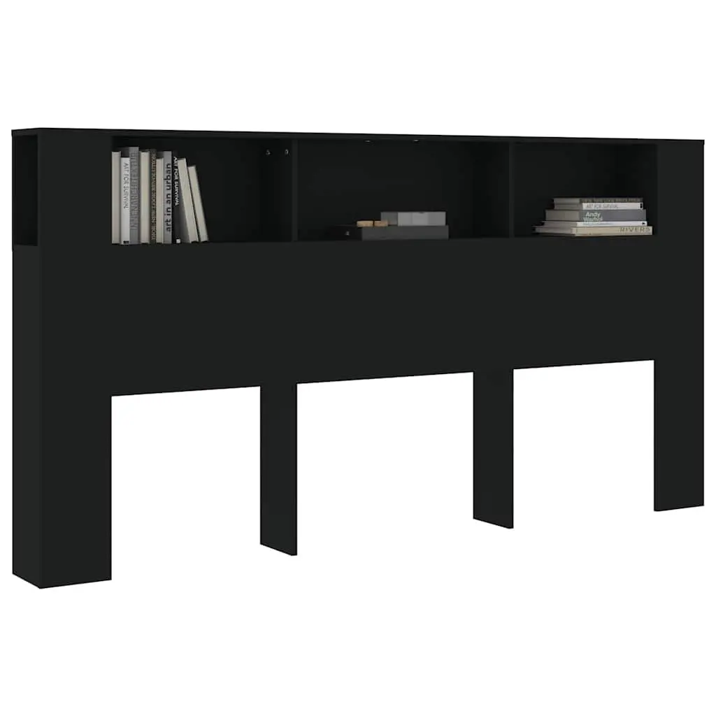 Black 200cm Headboard Cabinet
