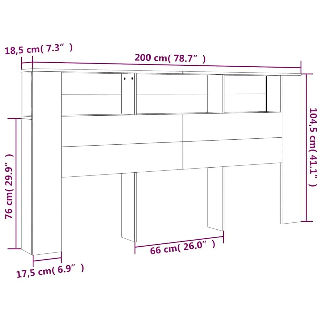 Black 200cm Headboard Cabinet