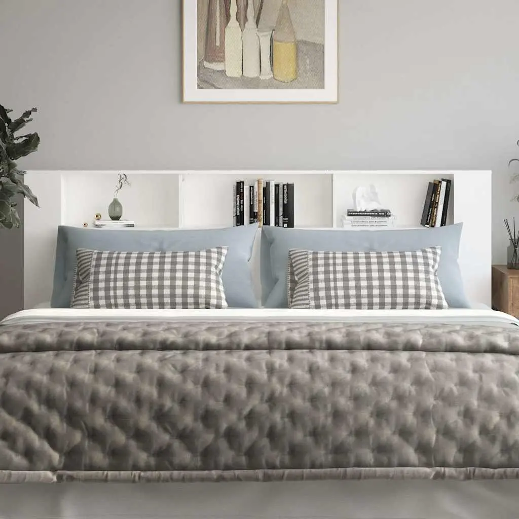 Headboard Cabinet White 220cm Bedroom Storage Unit