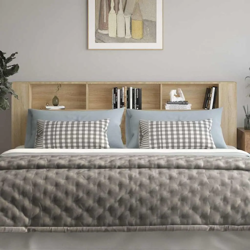 Headboard Cabinet Wall Mounted 220cm Engineered Wood Brown