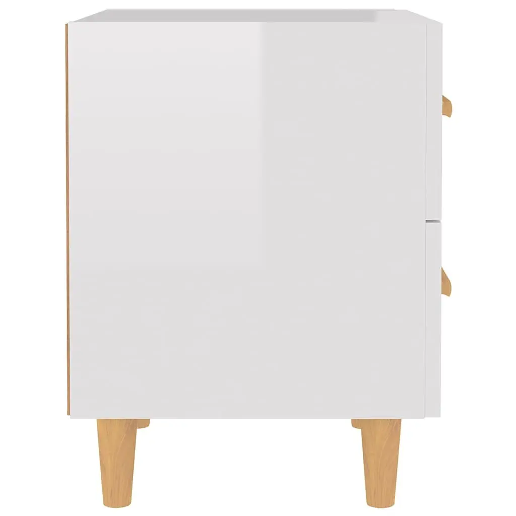 Bedside Tables 2 pcs High Gloss White Nightstand Bed Cabinets Storage Drawers