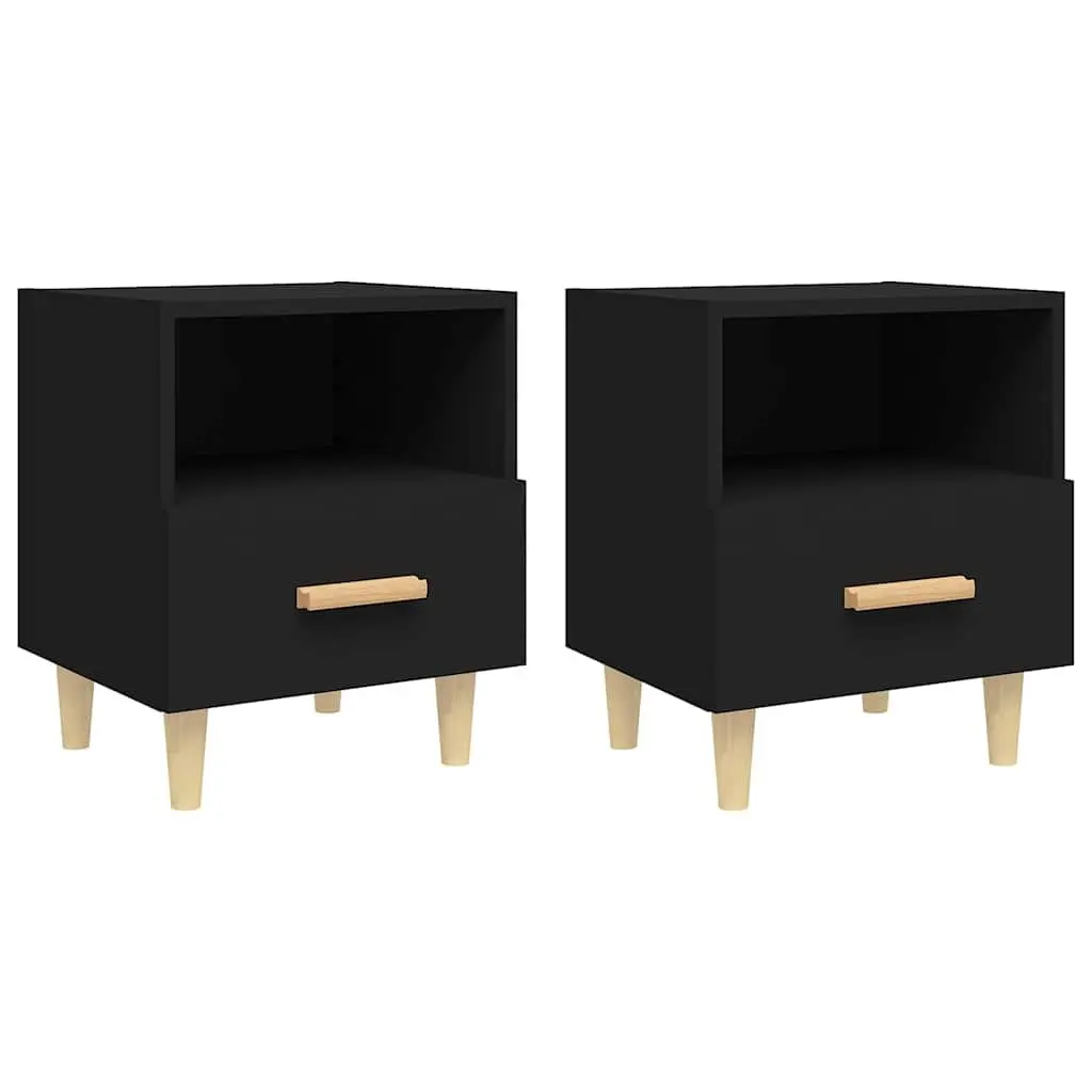 Bedside Cabinets Black Scandinavian Storage 40 x 35 x 47 cm