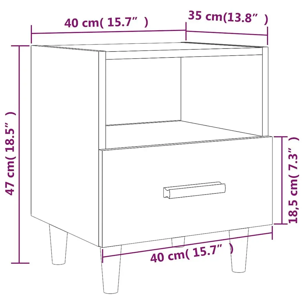 Bedside Cabinets Black Scandinavian Storage 40 x 35 x 47 cm