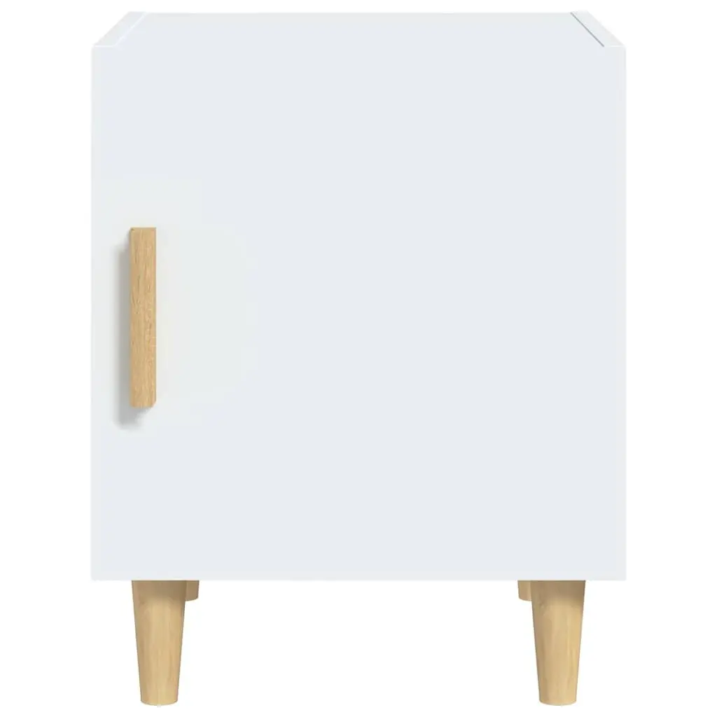 White Nightstand 2 Piece Engineered Wood Bedside Cabinet Storage with 1 Door