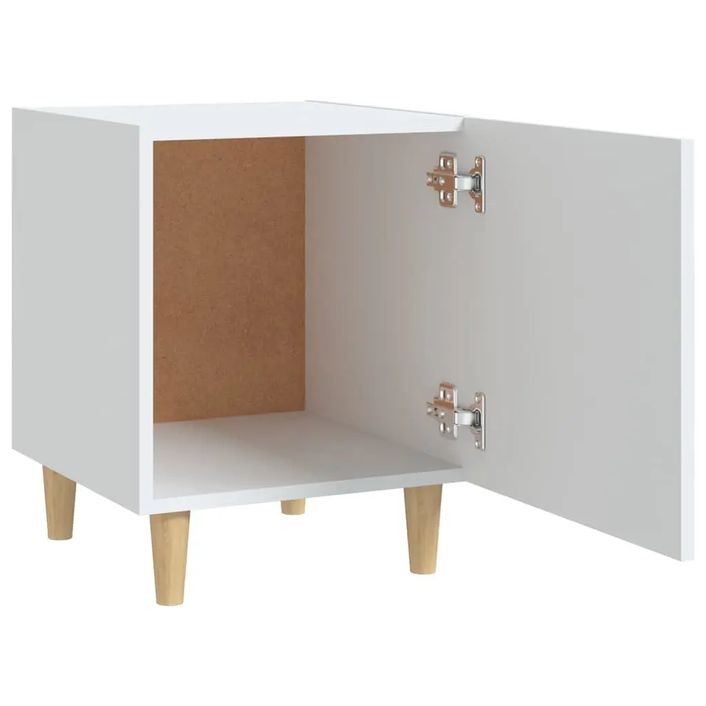 White Nightstand 2 Piece Engineered Wood Bedside Cabinet Storage with 1 Door