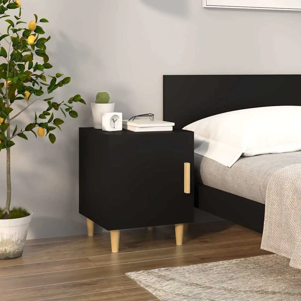 Bedside Cabinet 2 Pieces Black Storage Nightstand Table Bedroom Furniture