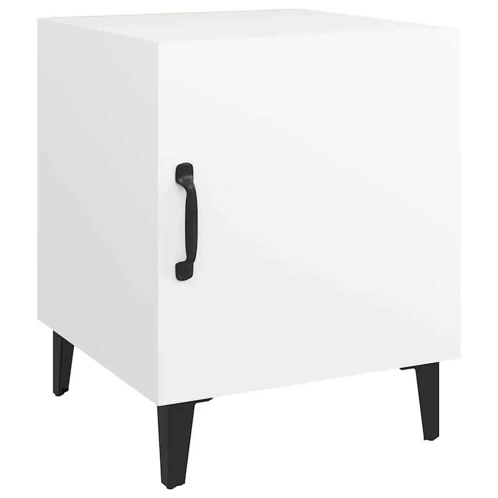White Nightstands Engineered Wood 2 Piece Storage Cabinets for Bedroom