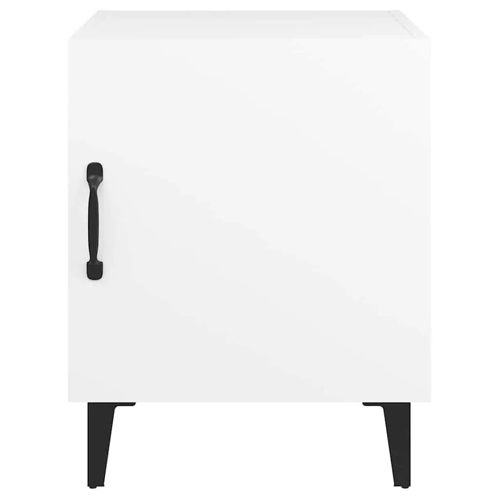 White Nightstands Engineered Wood 2 Piece Storage Cabinets for Bedroom