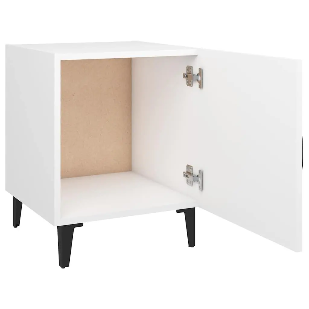 White Nightstands Engineered Wood 2 Piece Storage Cabinets for Bedroom