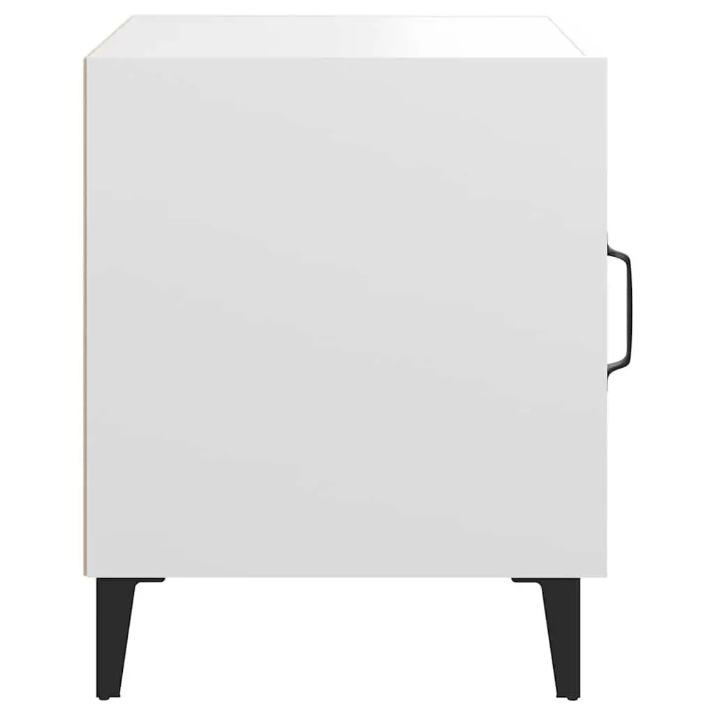 White Nightstands Engineered Wood 2 Piece Storage Cabinets for Bedroom
