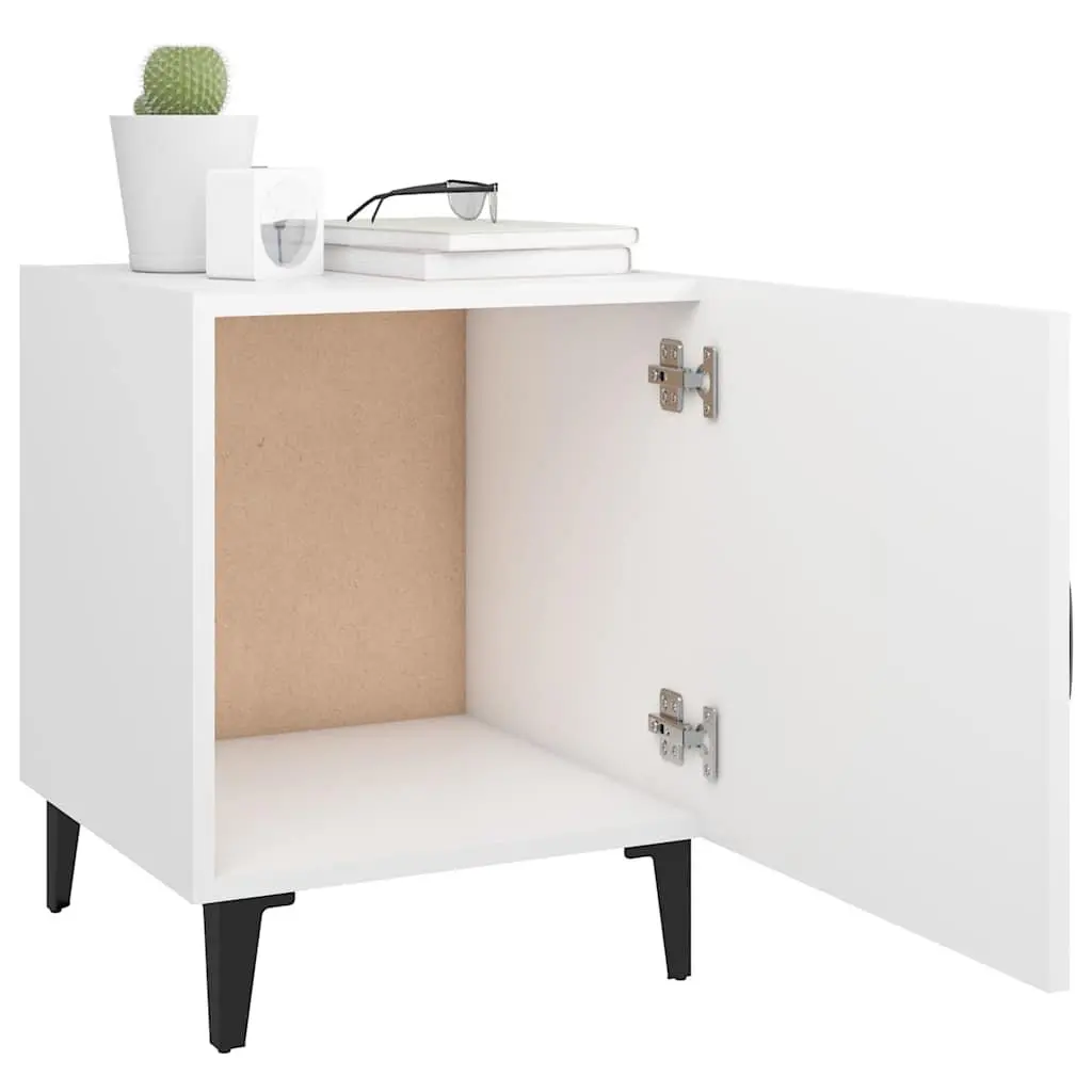White Nightstands Engineered Wood 2 Piece Storage Cabinets for Bedroom