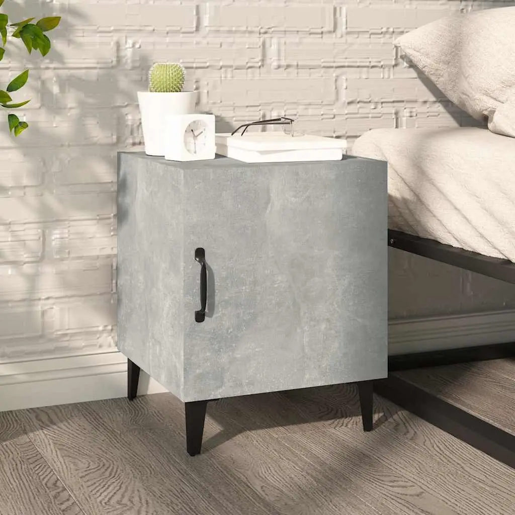 Bedside Cabinets Grey Engineered Wood 2 Piece Nightstand Storage Door