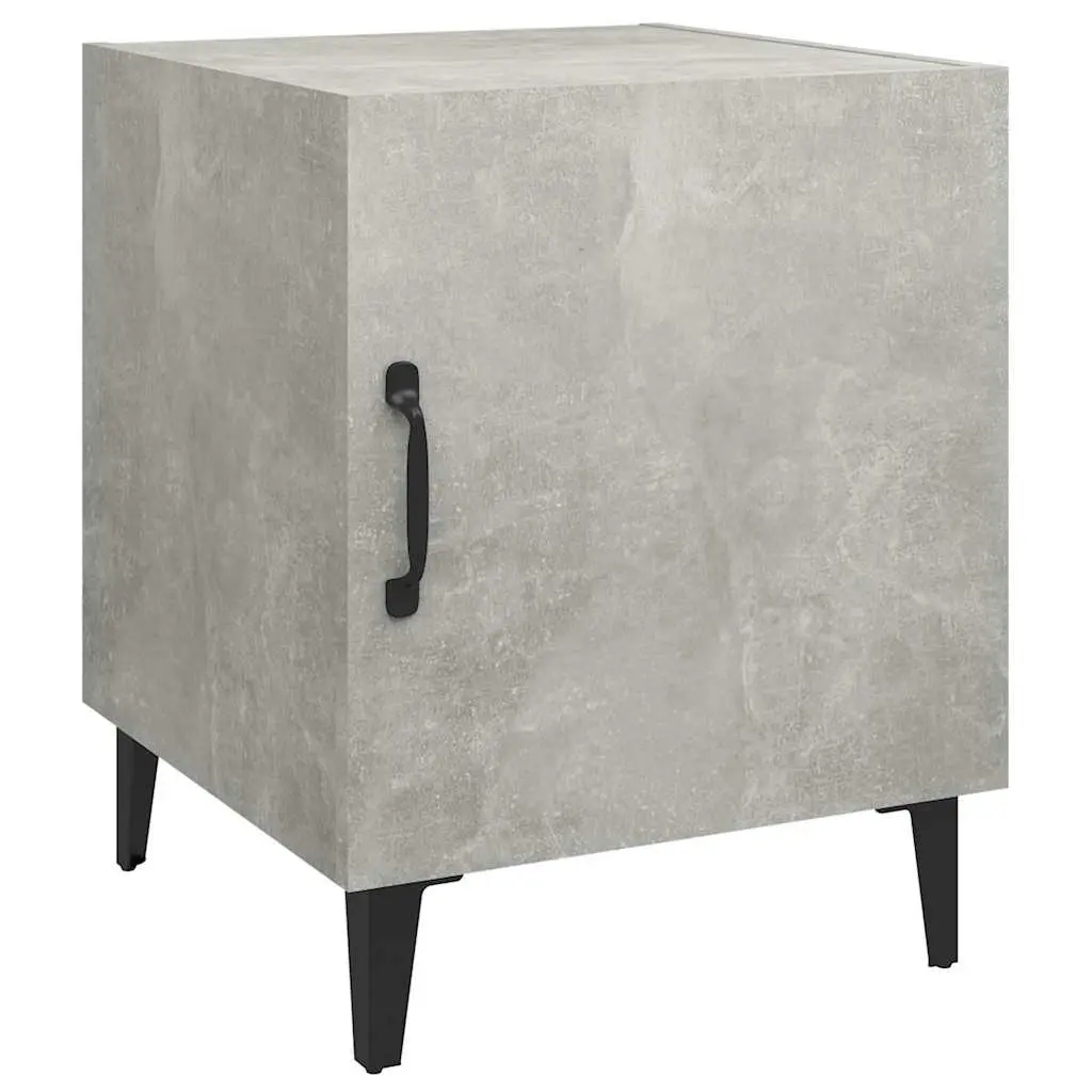 Bedside Cabinets Grey Engineered Wood 2 Piece Nightstand Storage Door