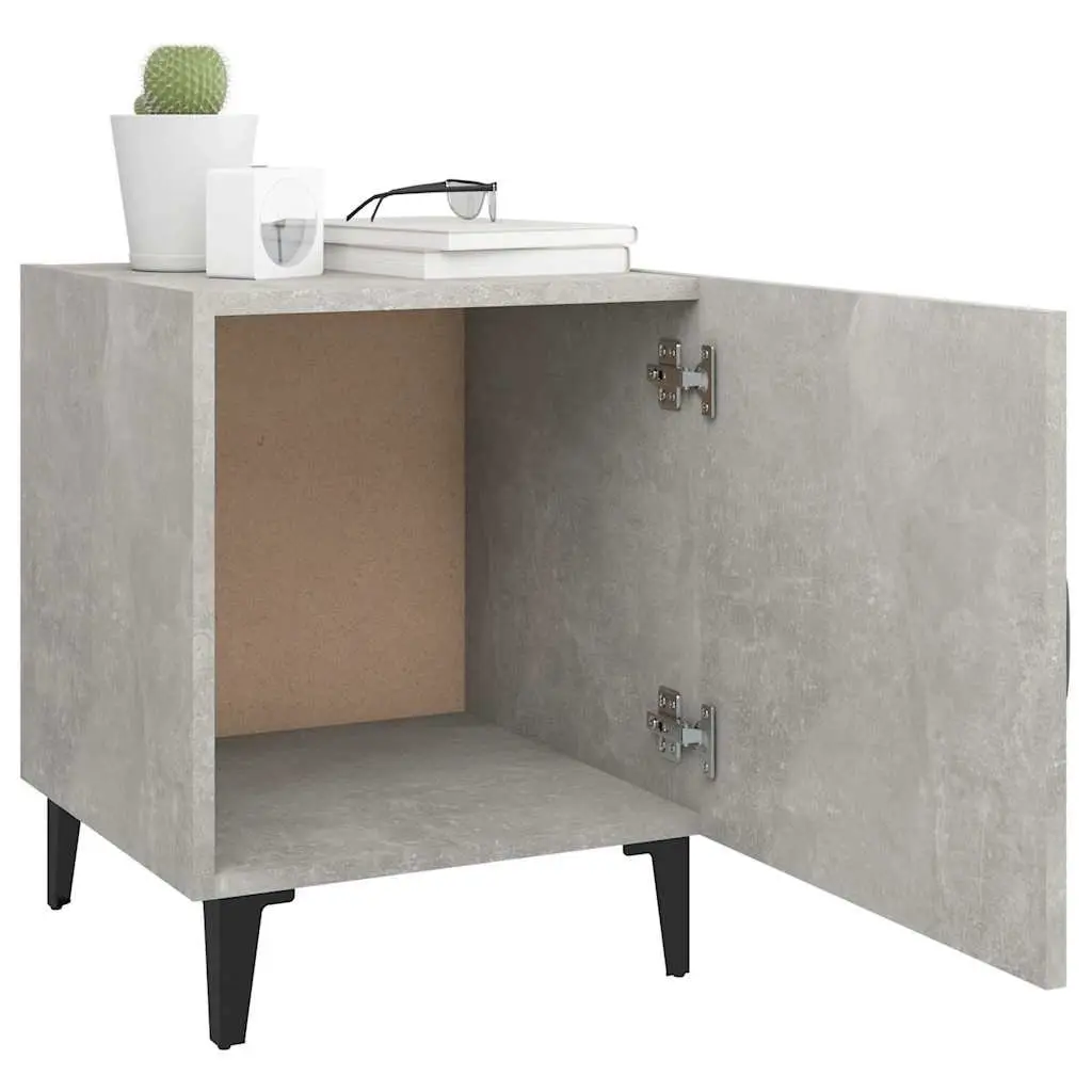 Bedside Cabinets Grey Engineered Wood 2 Piece Nightstand Storage Door