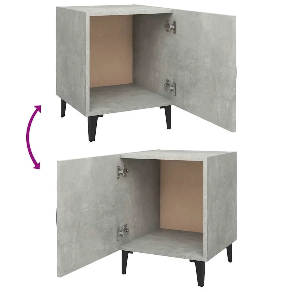 Bedside Cabinets Grey Engineered Wood 2 Piece Nightstand Storage Door