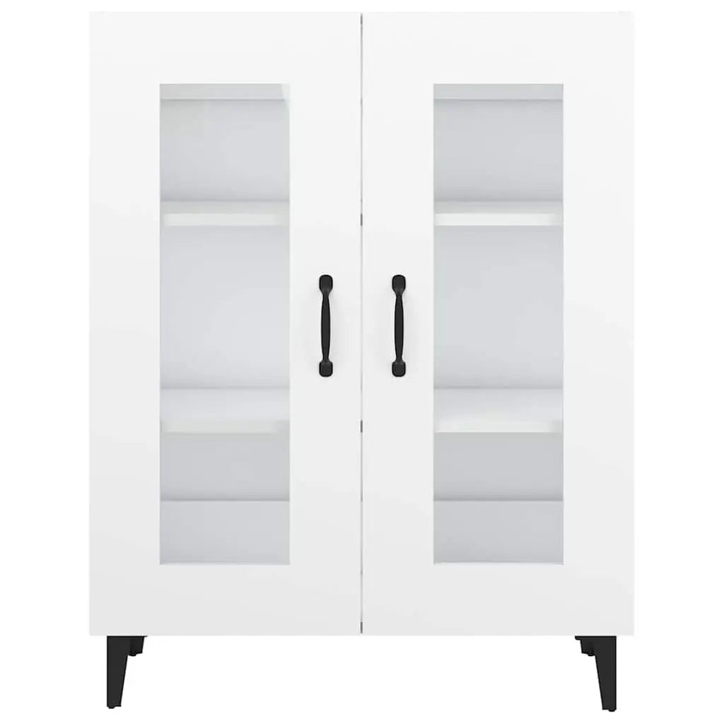 White Sideboard Cabinet with Glass Doors 69.5 x 34 x 90 cm Engineered Wood