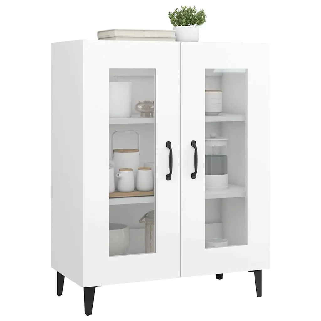 White Sideboard Cabinet with Glass Doors 69.5 x 34 x 90 cm Engineered Wood