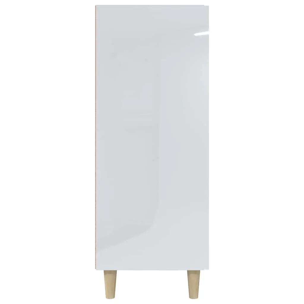 High Gloss White Sideboard Storage Cabinet Engineered Wood 3 Drawers 69.5Wx34Dx90H cm