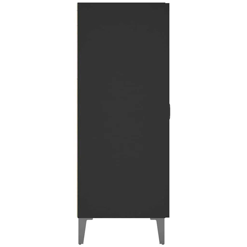 Black Sideboard Cabinet Engineered Wood 69.5x34x90cm Storage Buffet with 1 Door and 3 Drawers