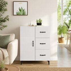 Friendly High Gloss White Storage Cabinet with Drawers